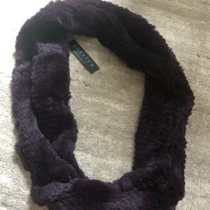 Jocelyn Genuine Rabbit Infinity Scarf - Plum